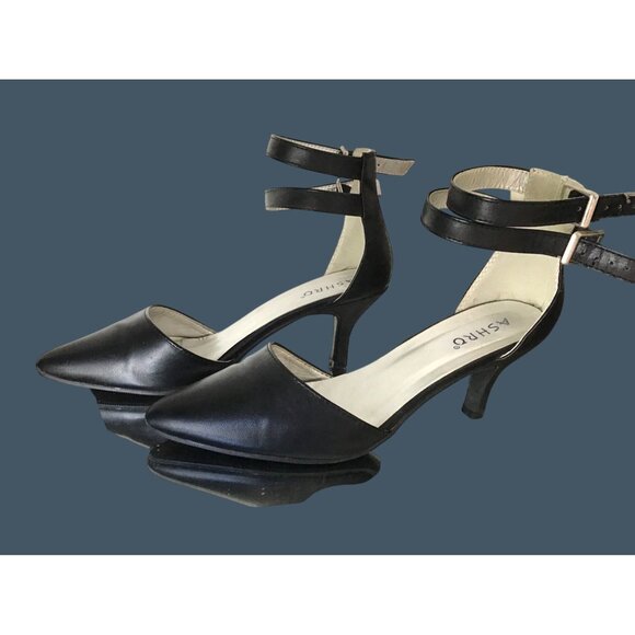 Ashro Womens Black Ankle Strap Heels Size 9 - Picture 4 of 9
